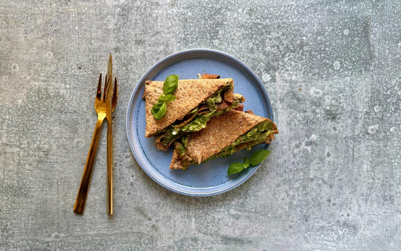 Tortilla wraps med spinat og hytteost