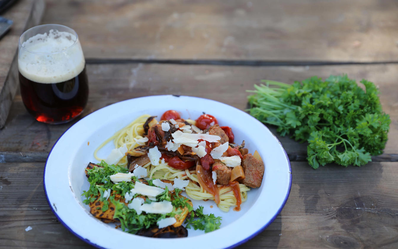 Ragu af kalvespidsbryst med stegt butternut