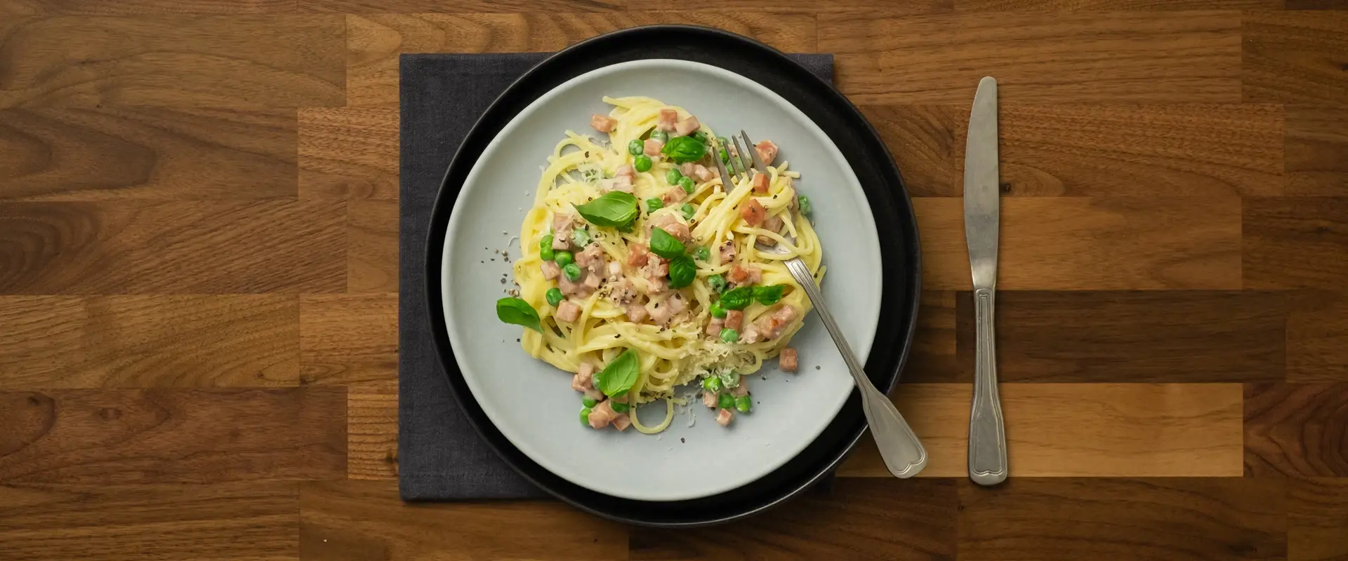 Pasta Carbonara with Pork Luncheon Meat