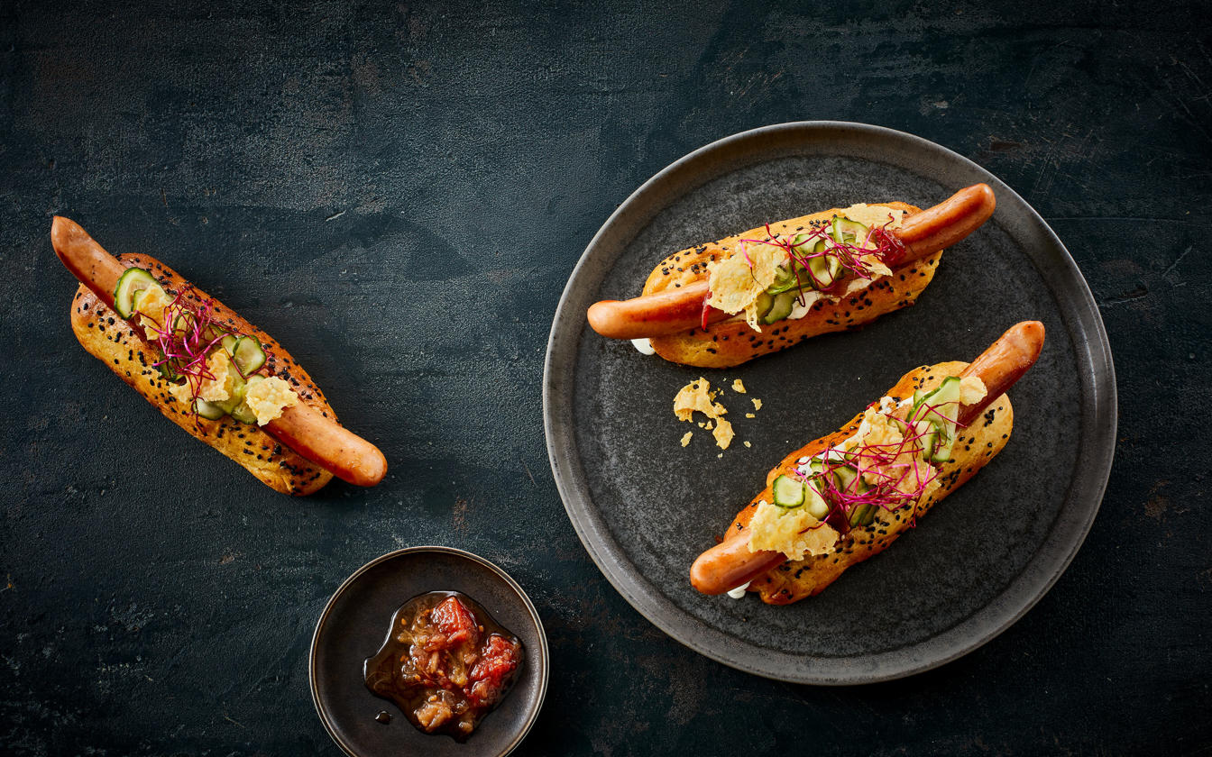 Hotdog med ostetopping