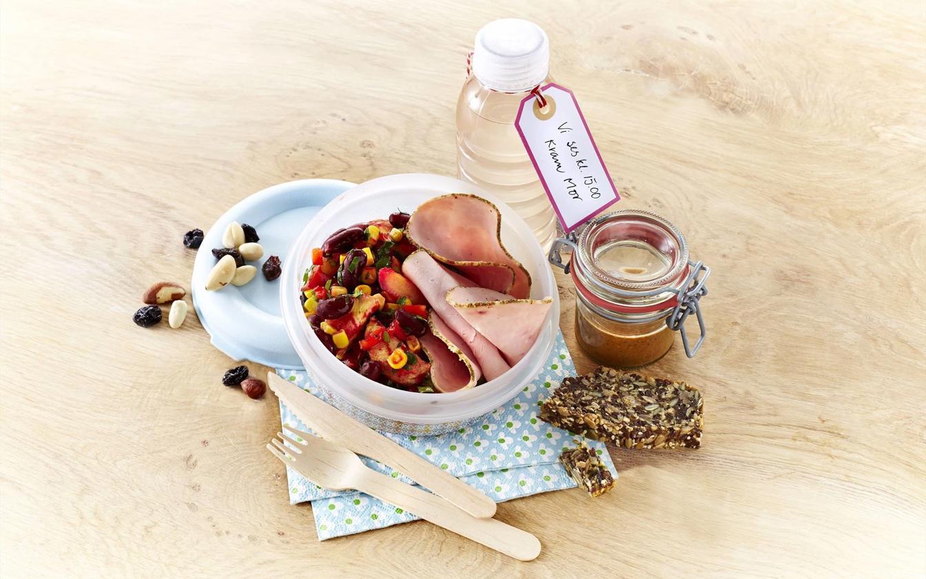 Spicy proteinsalat med skinke