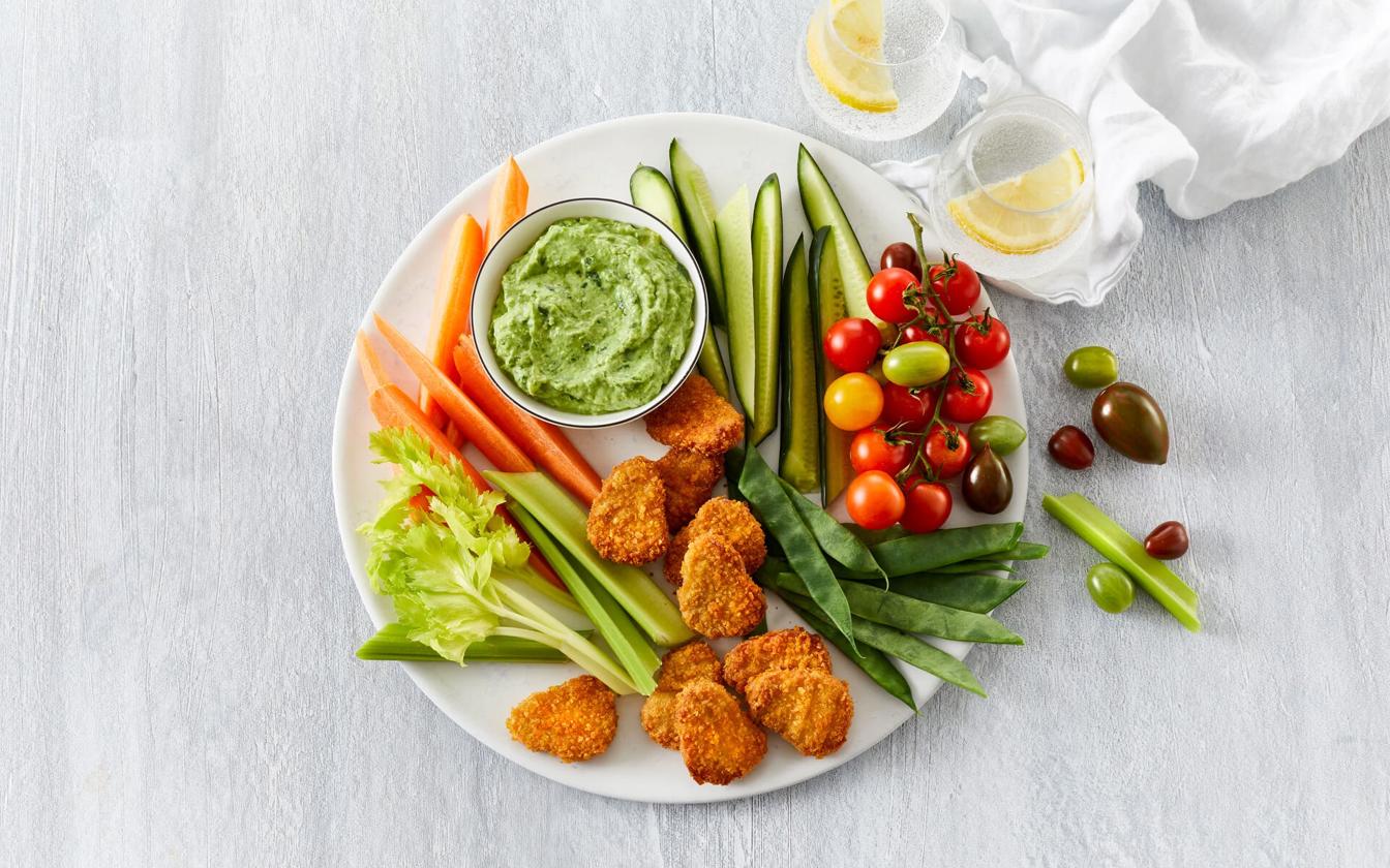 Veggie nuggets med grøn dip