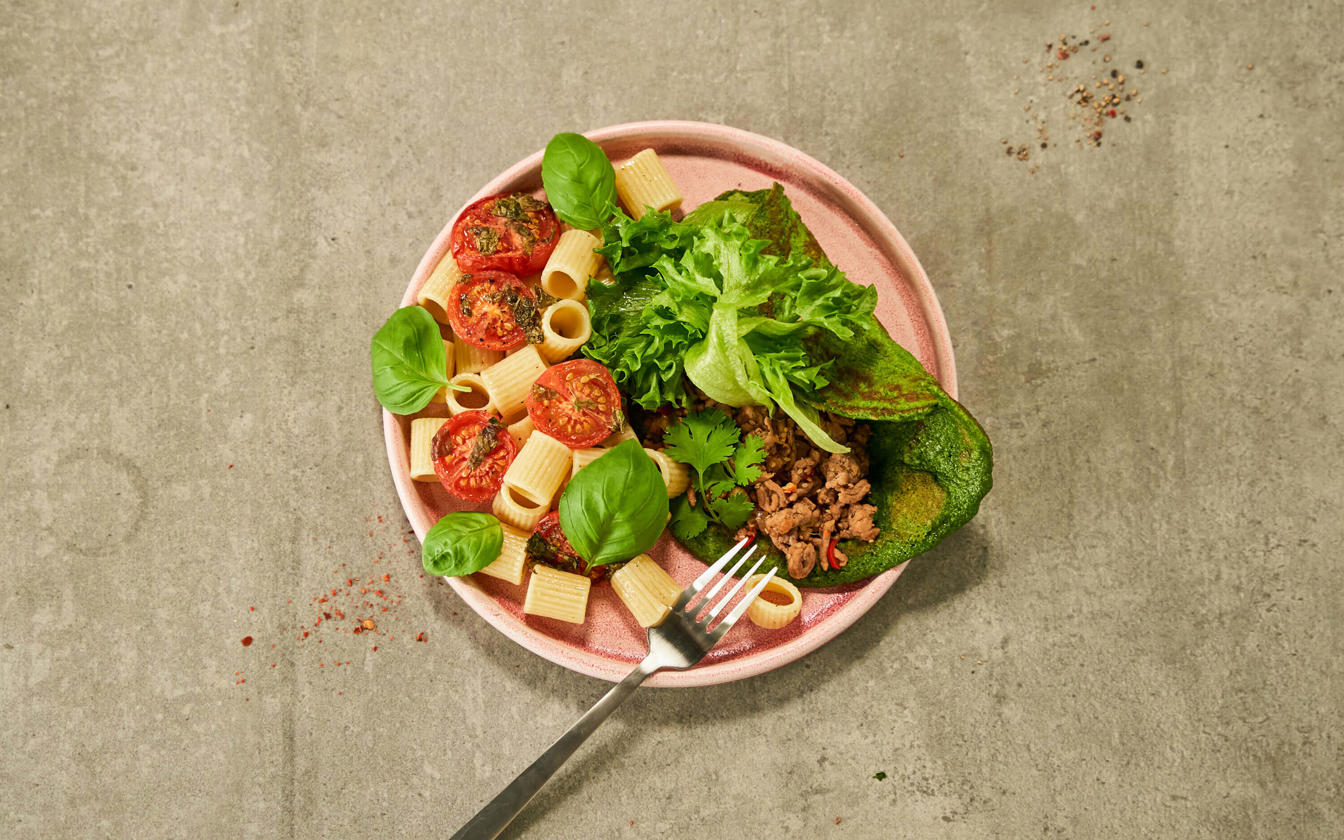 Spinatwrap med hakket grisekød