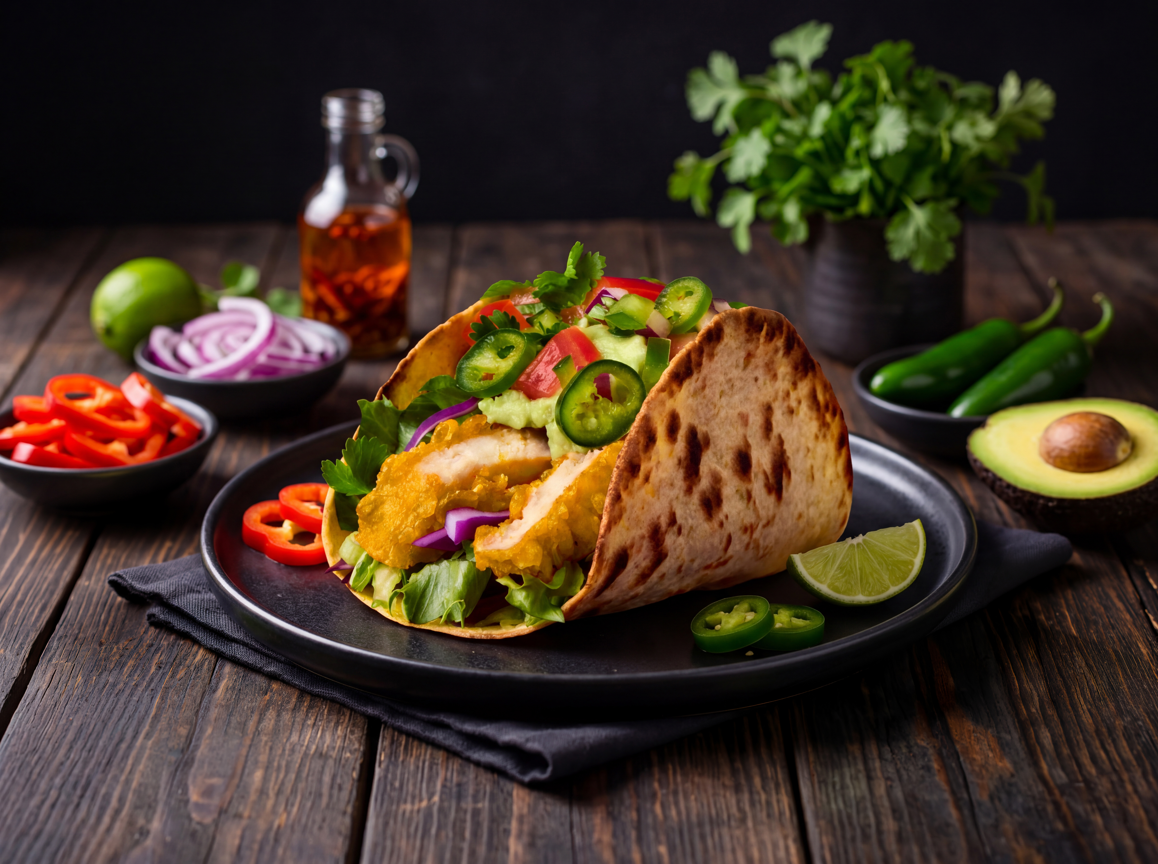 Spicy Crispy Chicken Wrap mit Guacamole