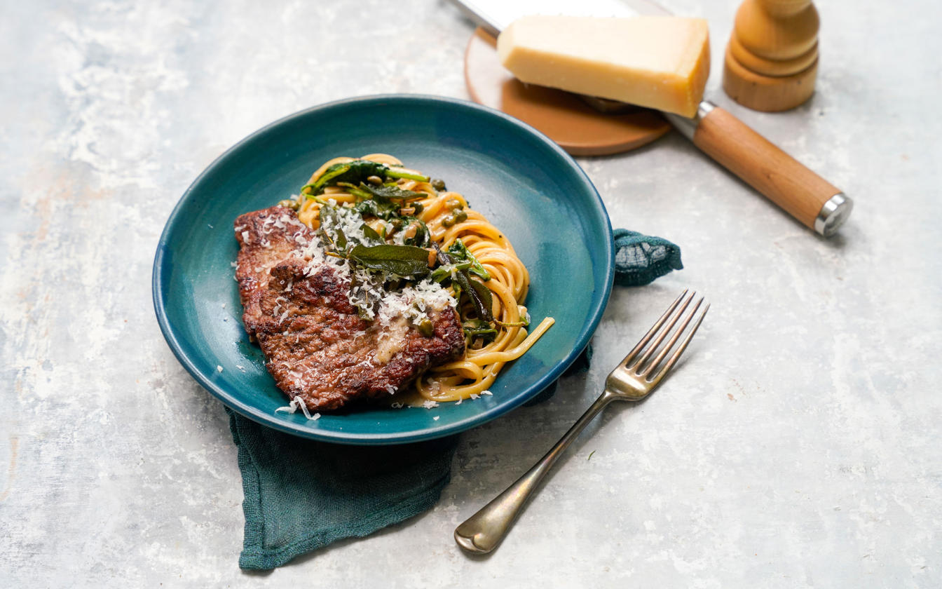 Piccata med kalv og pasta