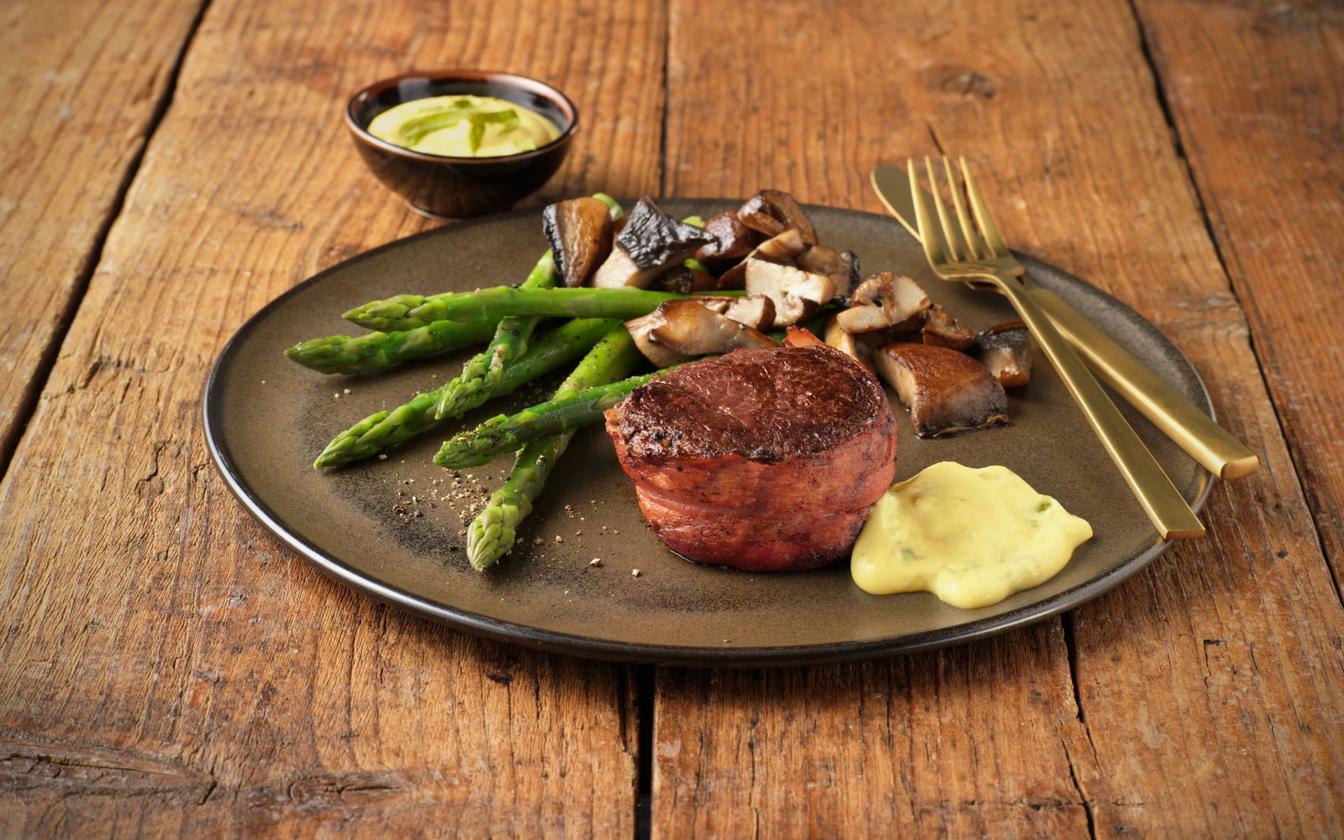 Tournedos med bacon og hjemmelavet bearnaisesauce