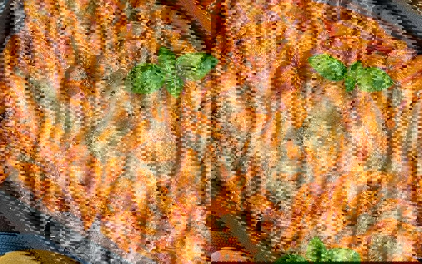 Pasta ziti med bacon