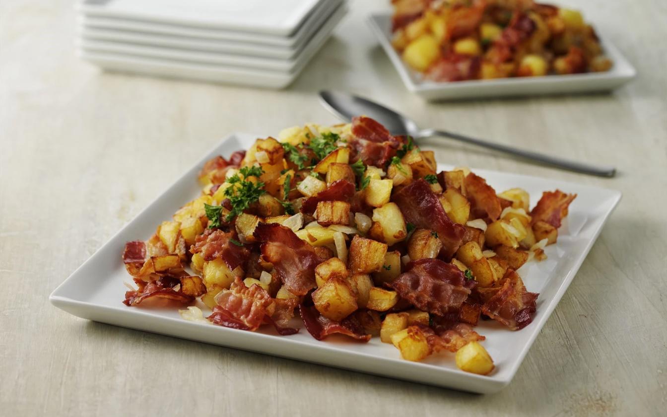 Brasede kartofler med bacon