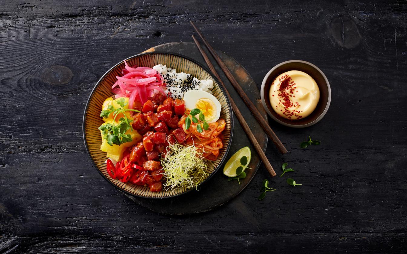 Poke bowl med sticky rice