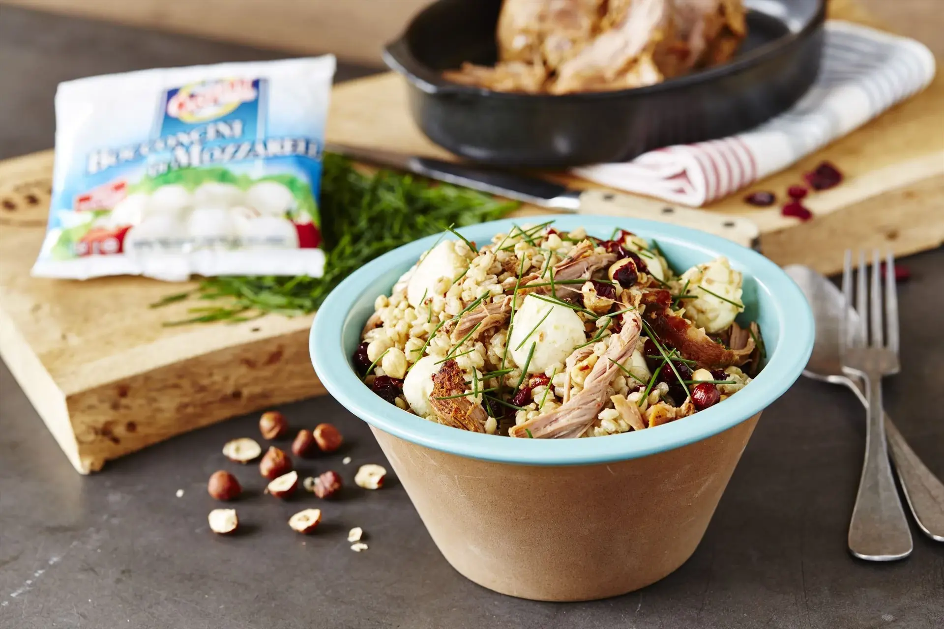 Korngrynssallad med pulled turkey