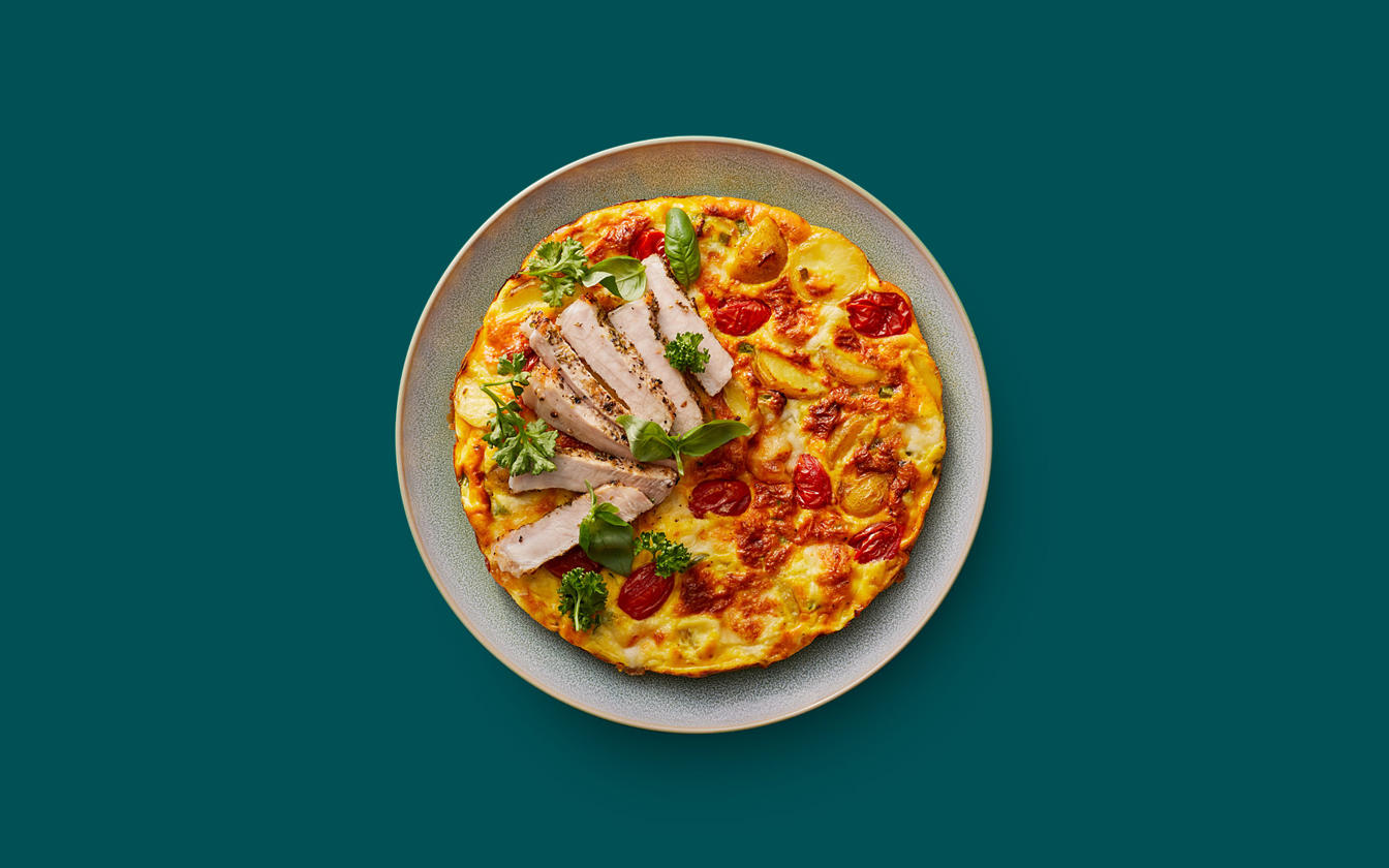 Frittata med krydrede koteletter