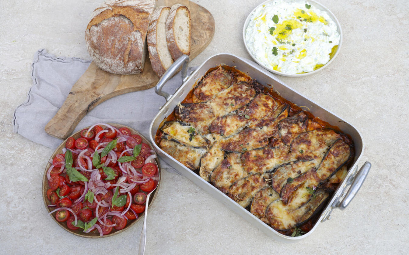 Moussaka med tzatziki