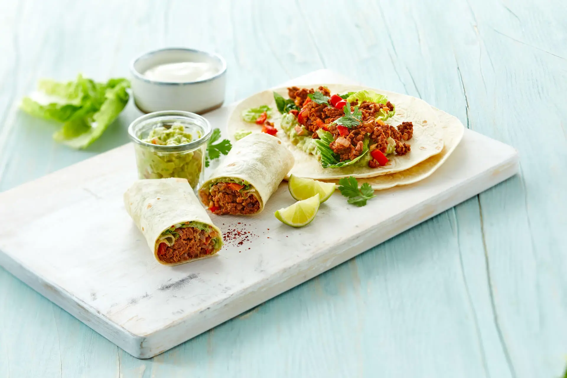 Vegetar-burrito med saftig veggie fars
