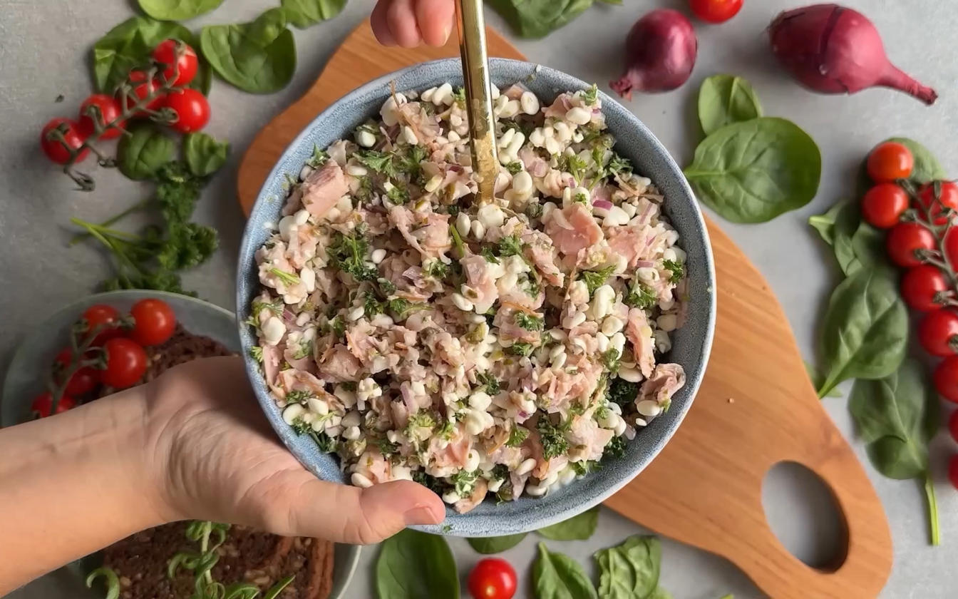 Skinkesalat med hytteost