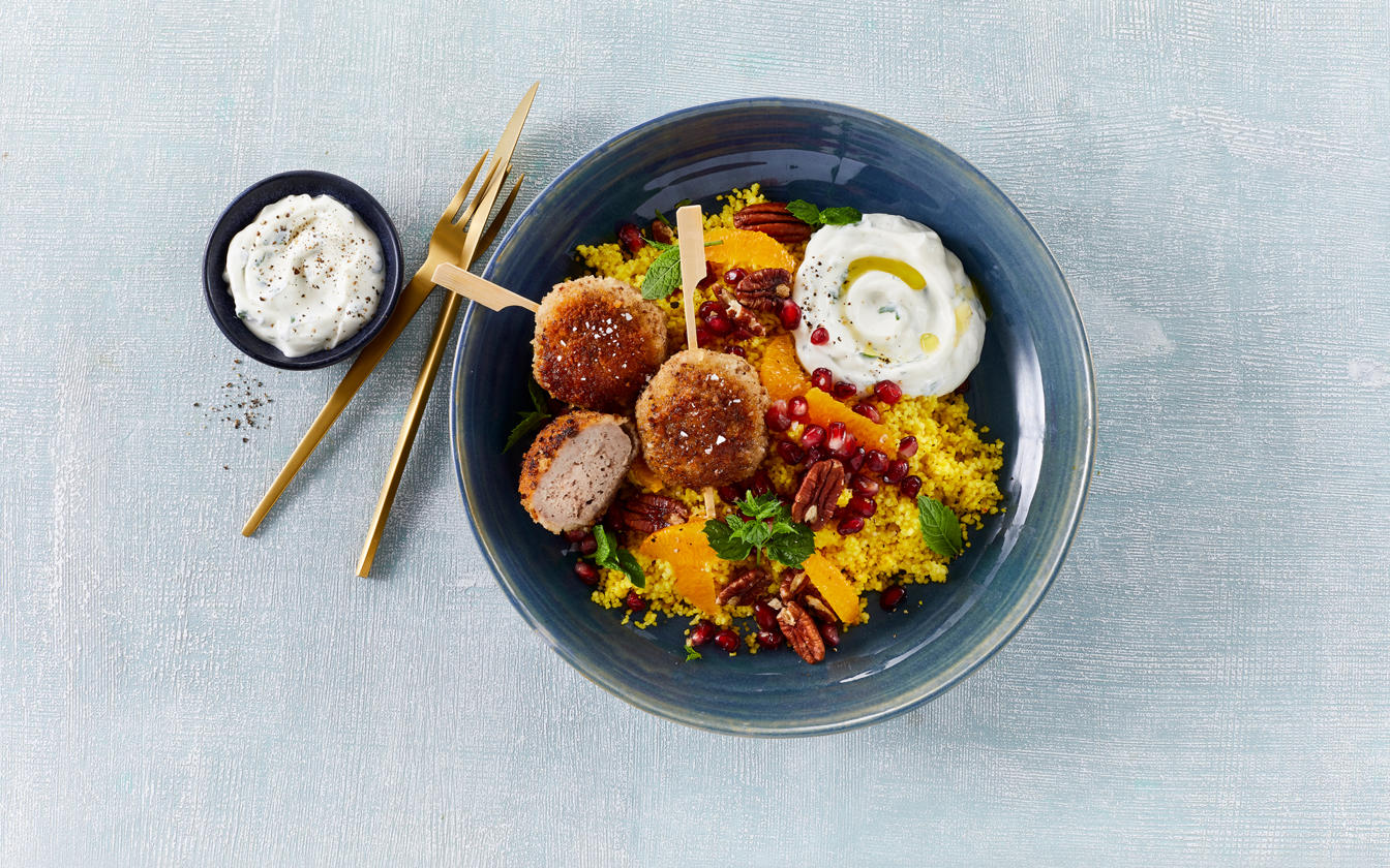 Mini karbonader med safran couscous