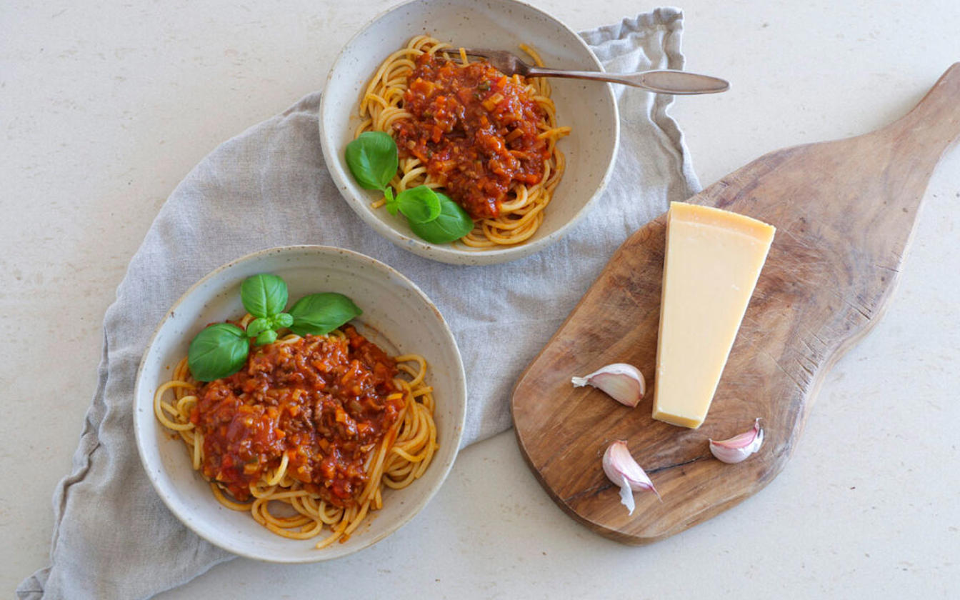 Spaghetti med kødsovs