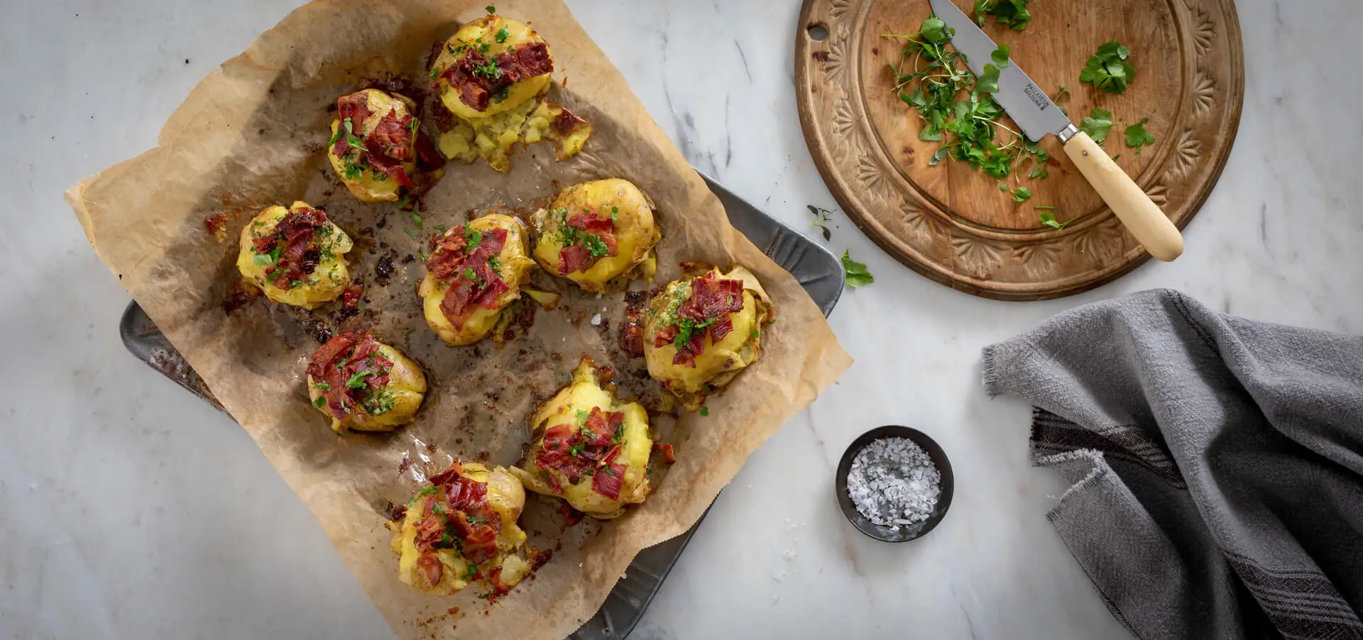 Krossad potatis med bacon