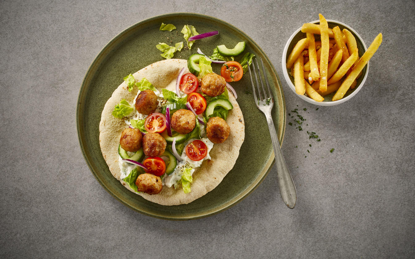 Pitabrød med meatballs