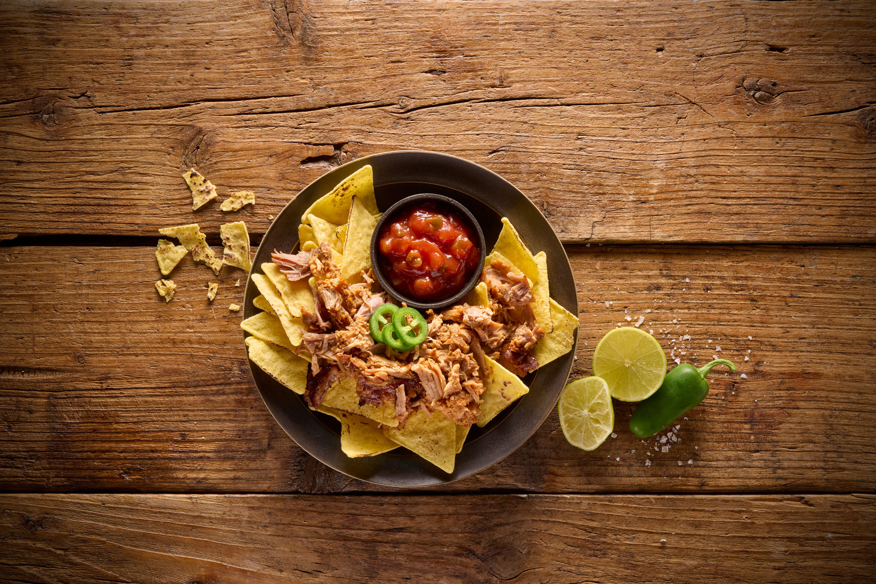 Nachos i ugn med pulled pork