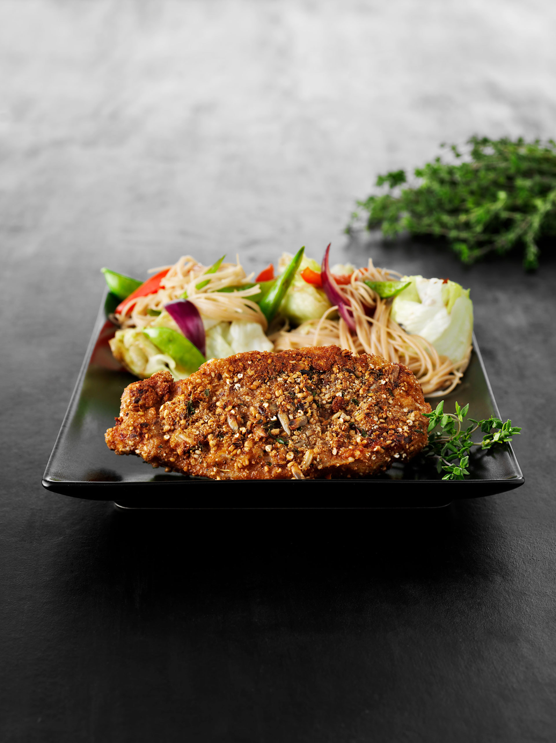 Pork chops with fried noodles