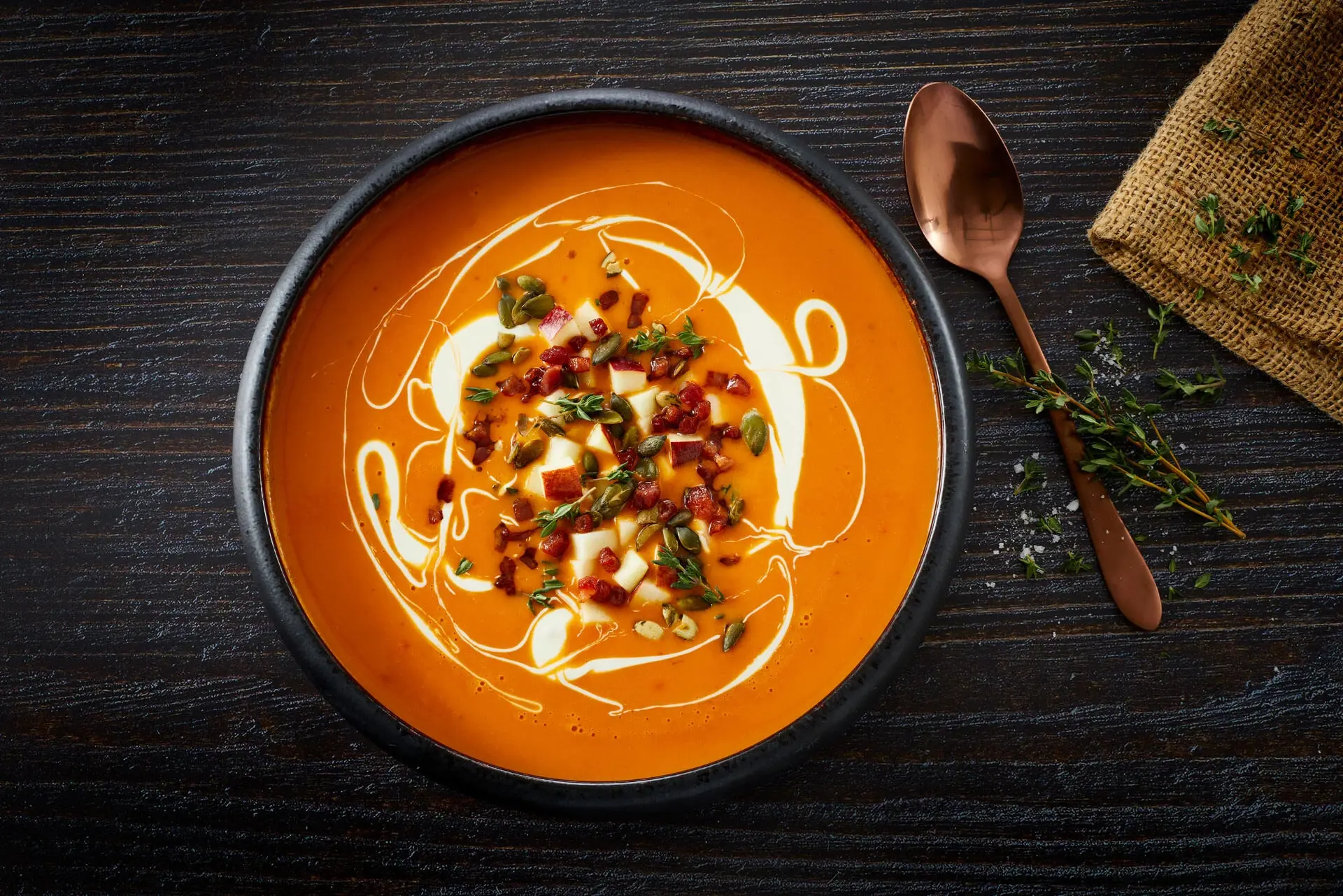 Græskarsuppe med bacon