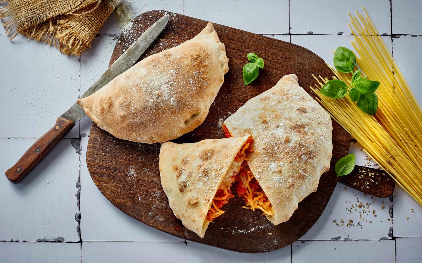 Calzone med spaghetti