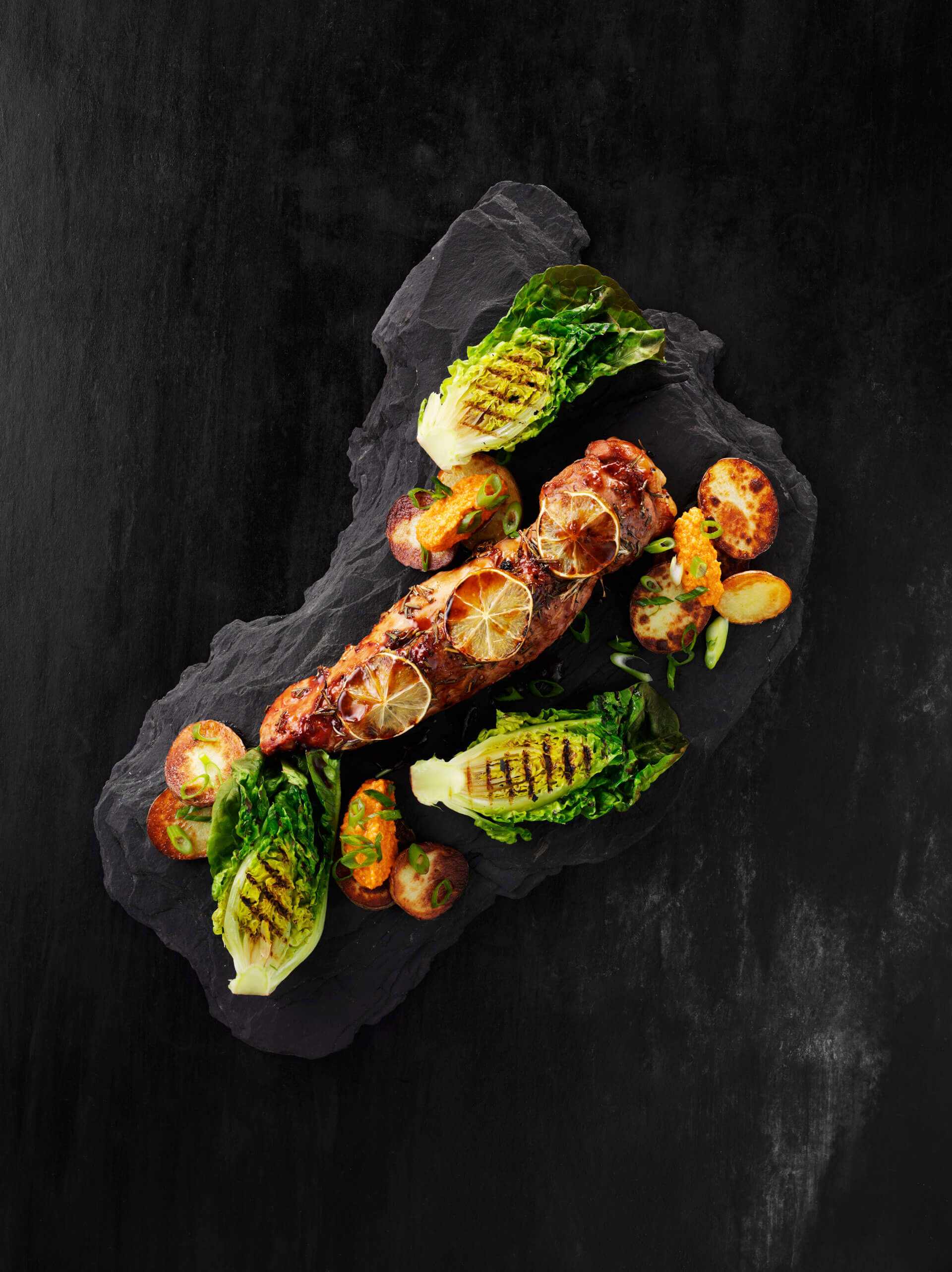 Ginger pork BBQ tenderloin with satay sauce