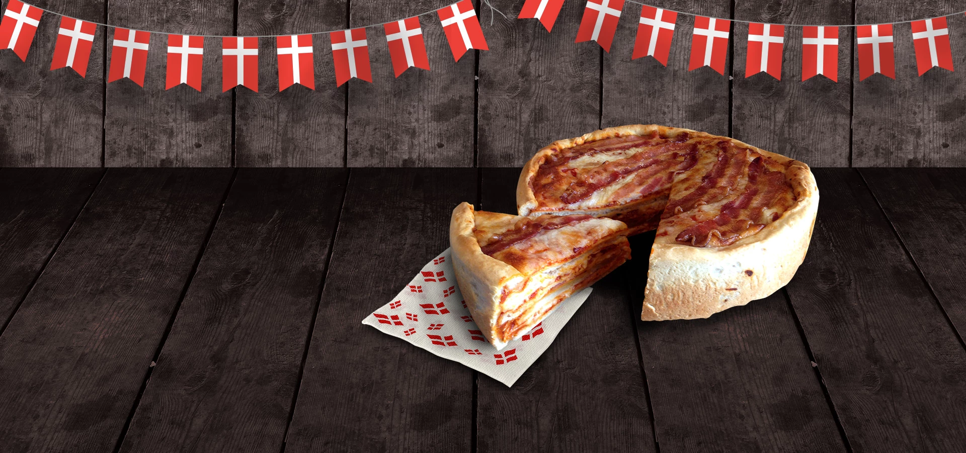 Pizza lagkage med bacon