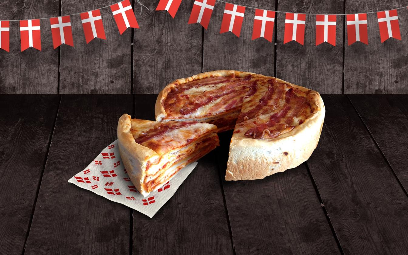 Pizza lagkage med bacon