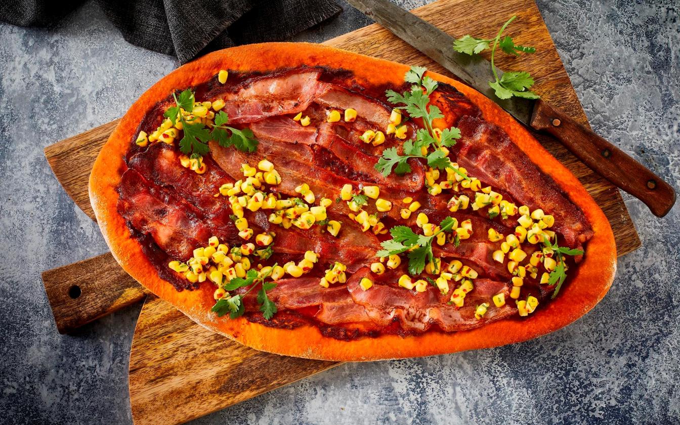 Mexican style pizza med bacon