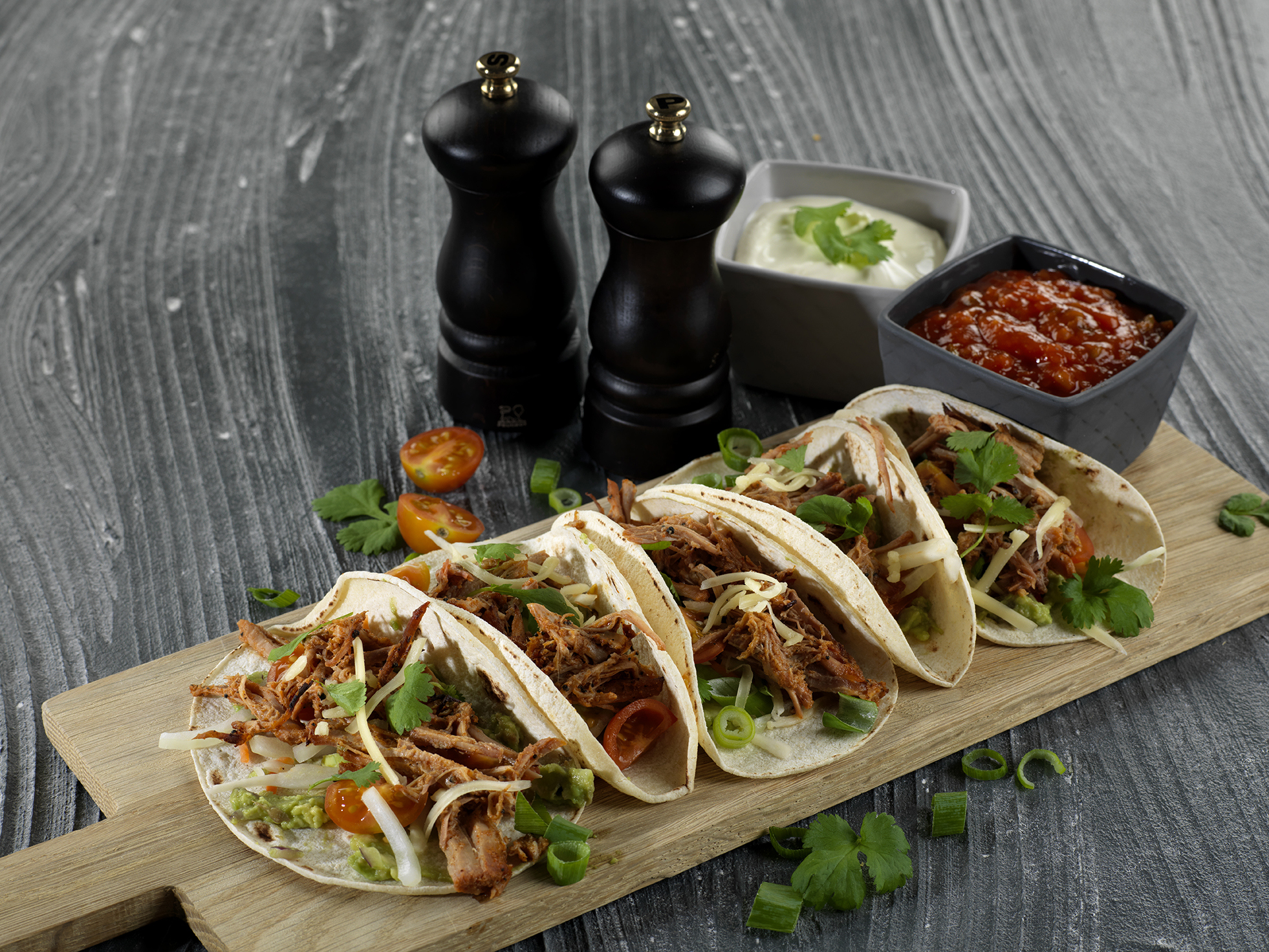 Tacoja pulled porsaan