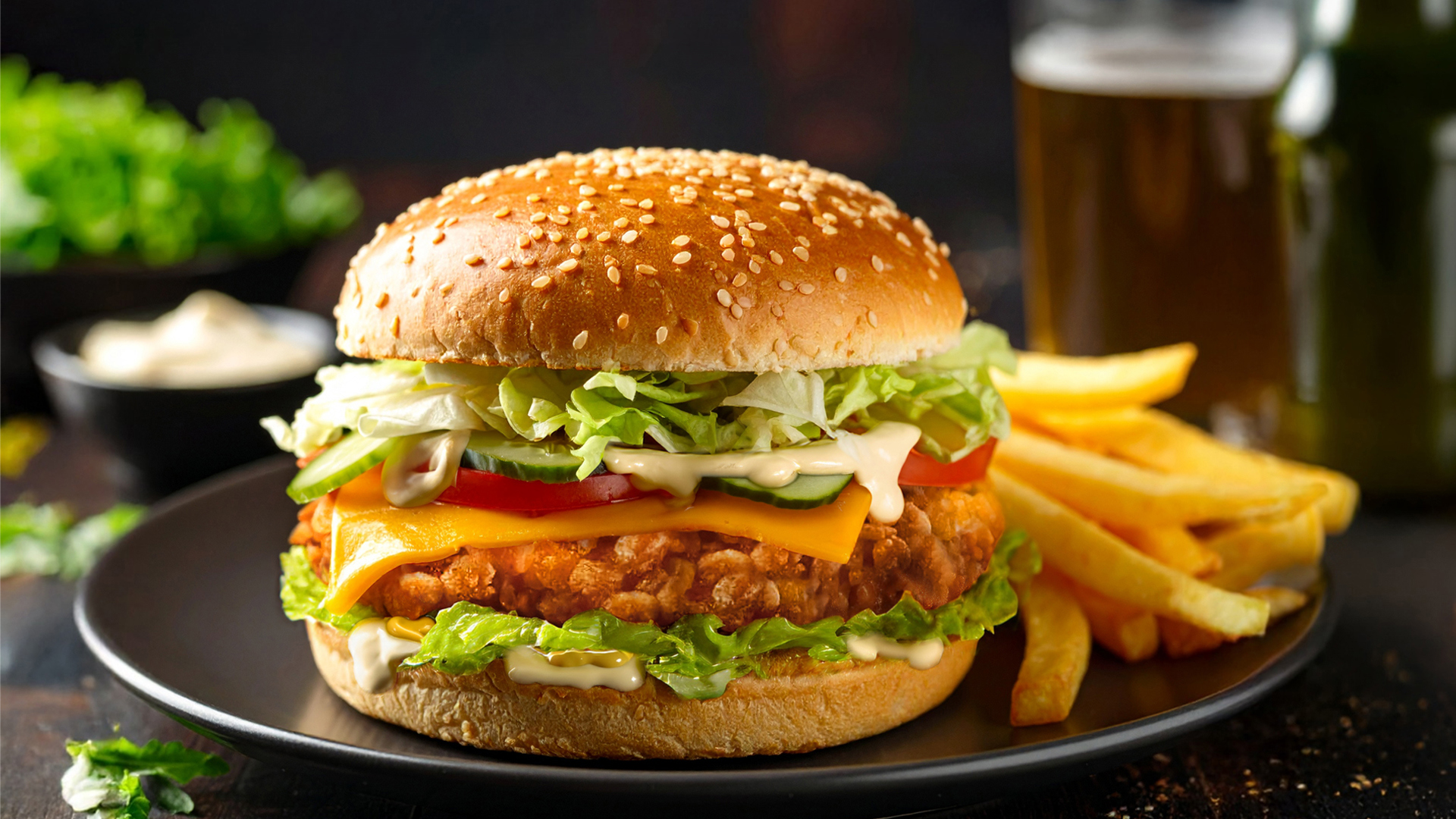 Crispy Chicken Cheeseburger