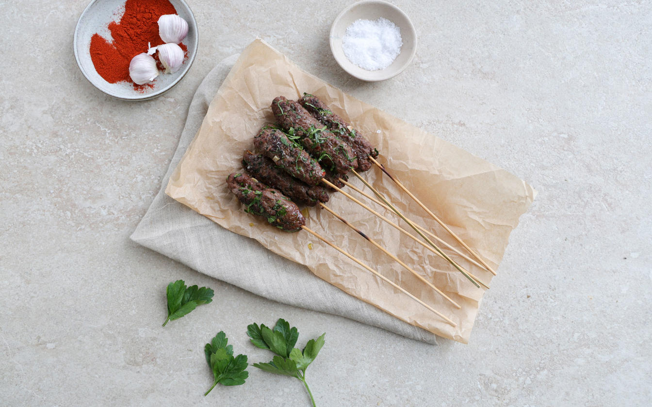 Kofta på spyd med hakket oksekød