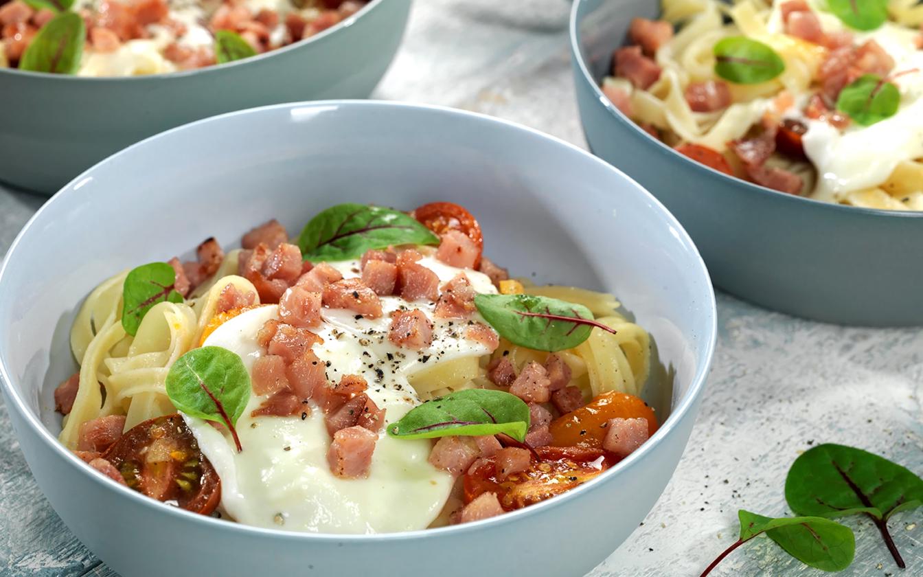 Pasta med gratinert mozzarella