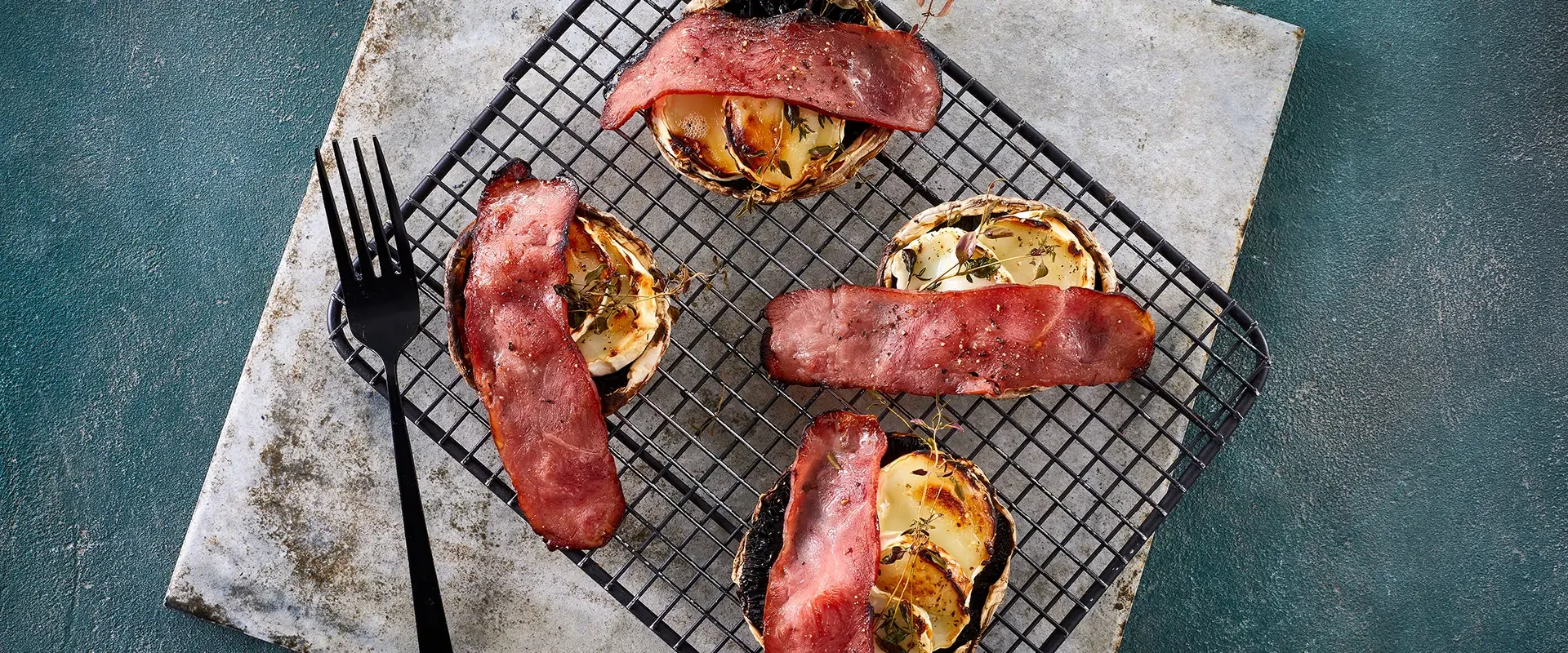 Grillede fyldte portobellosvampe