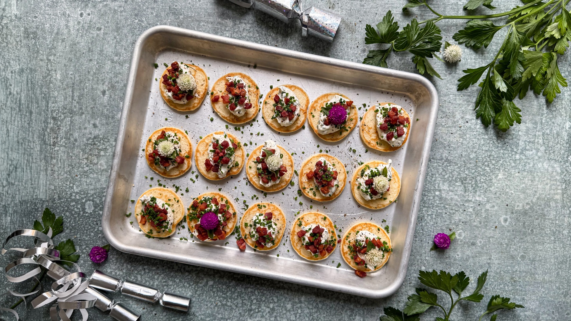 Blinis med bacon