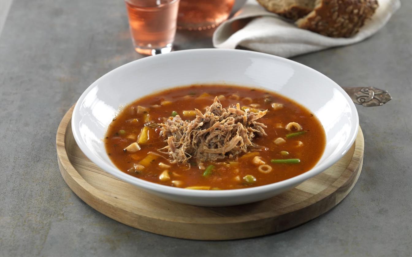 Minestronesuppe med Pulled Pork