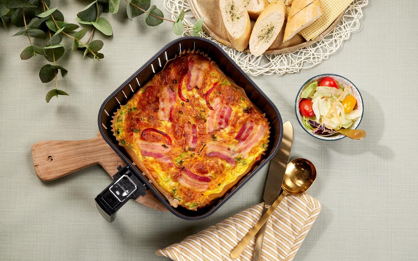 Omelet med bacon i airfryer