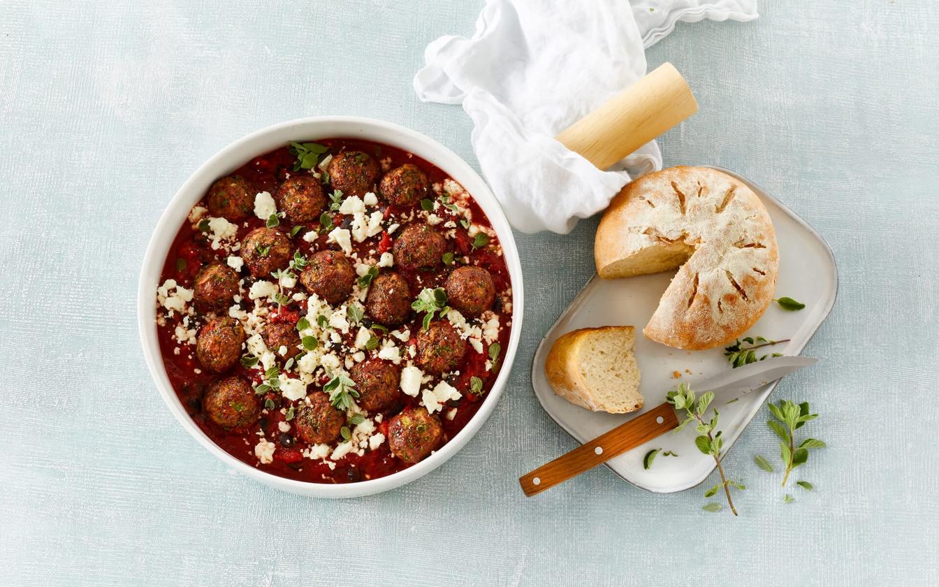 Pikante Veggie-boller i tomatsauce