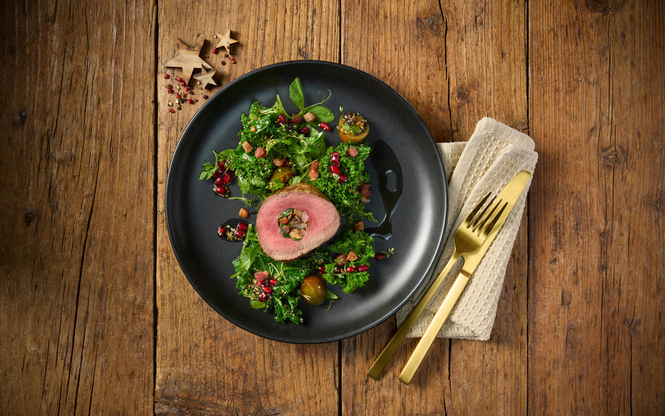 Fyldt oksemørbrad med bacon
