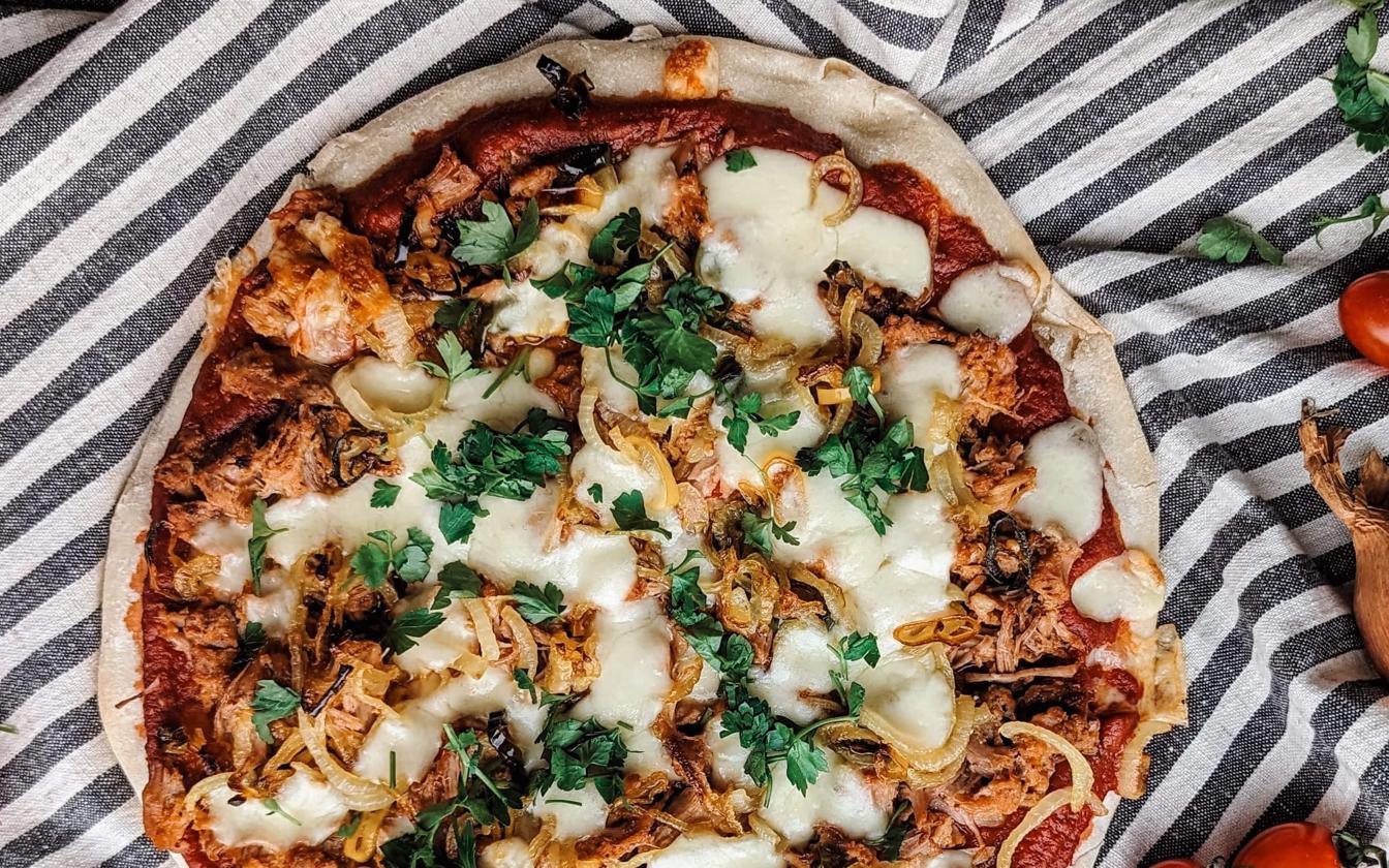 Pizza med pulled pork