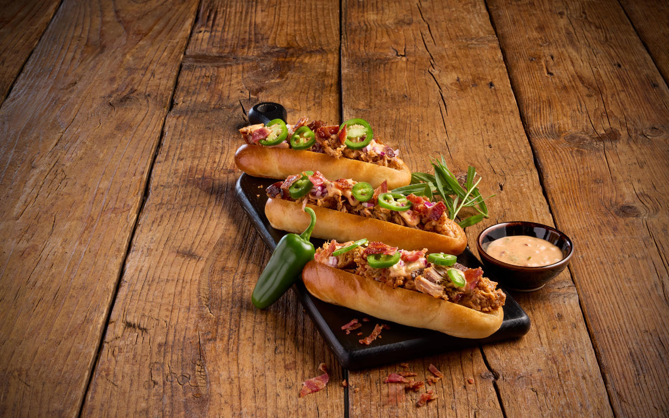 Pulled Pork hotdog med chili bearnaise