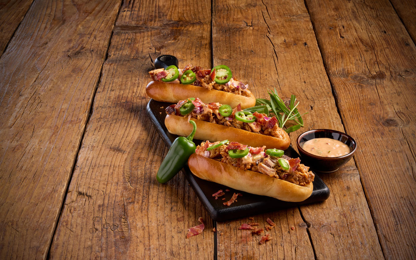 Pulled Pork hotdog med chili bearnaise