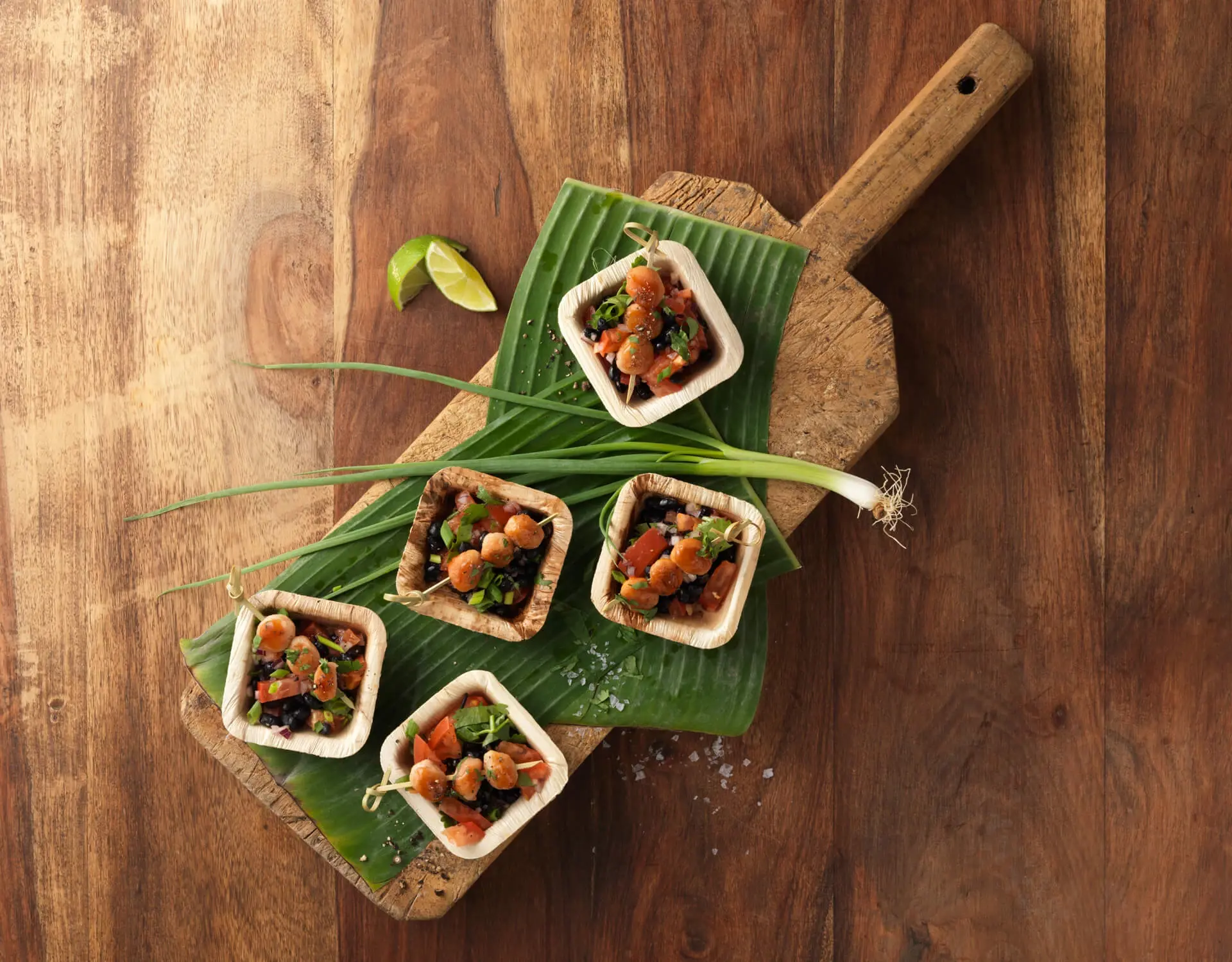 BBQ Tulip Quick Bites on tomato salsa