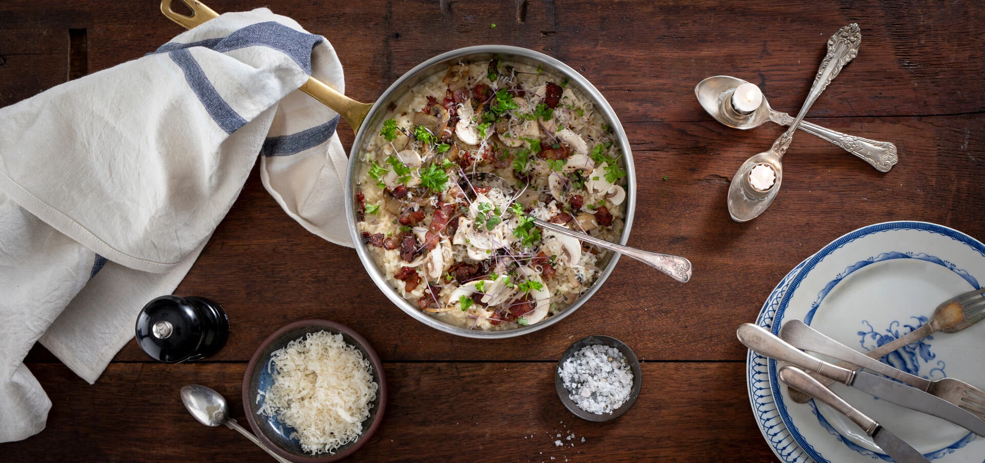 Risotto med svampe og bacon