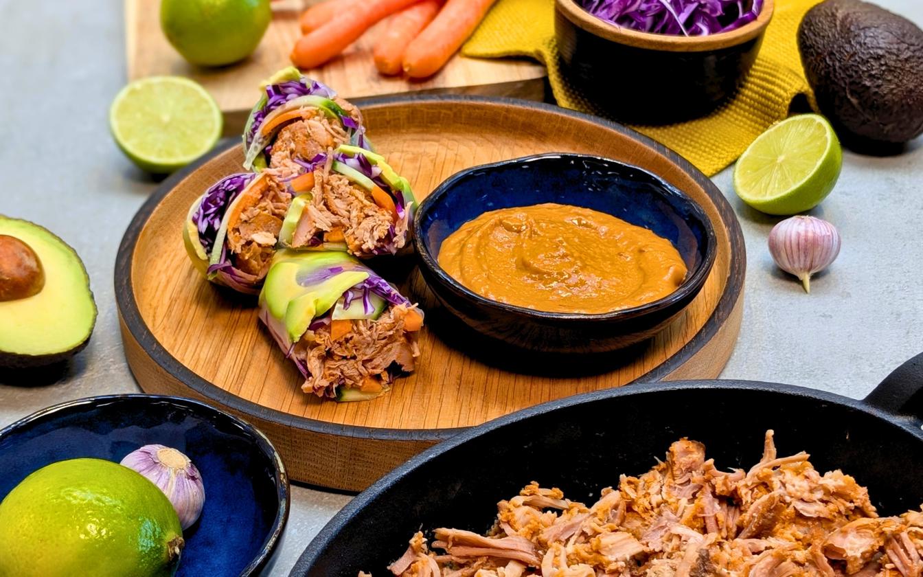 Friske forårsruller med pulled pork