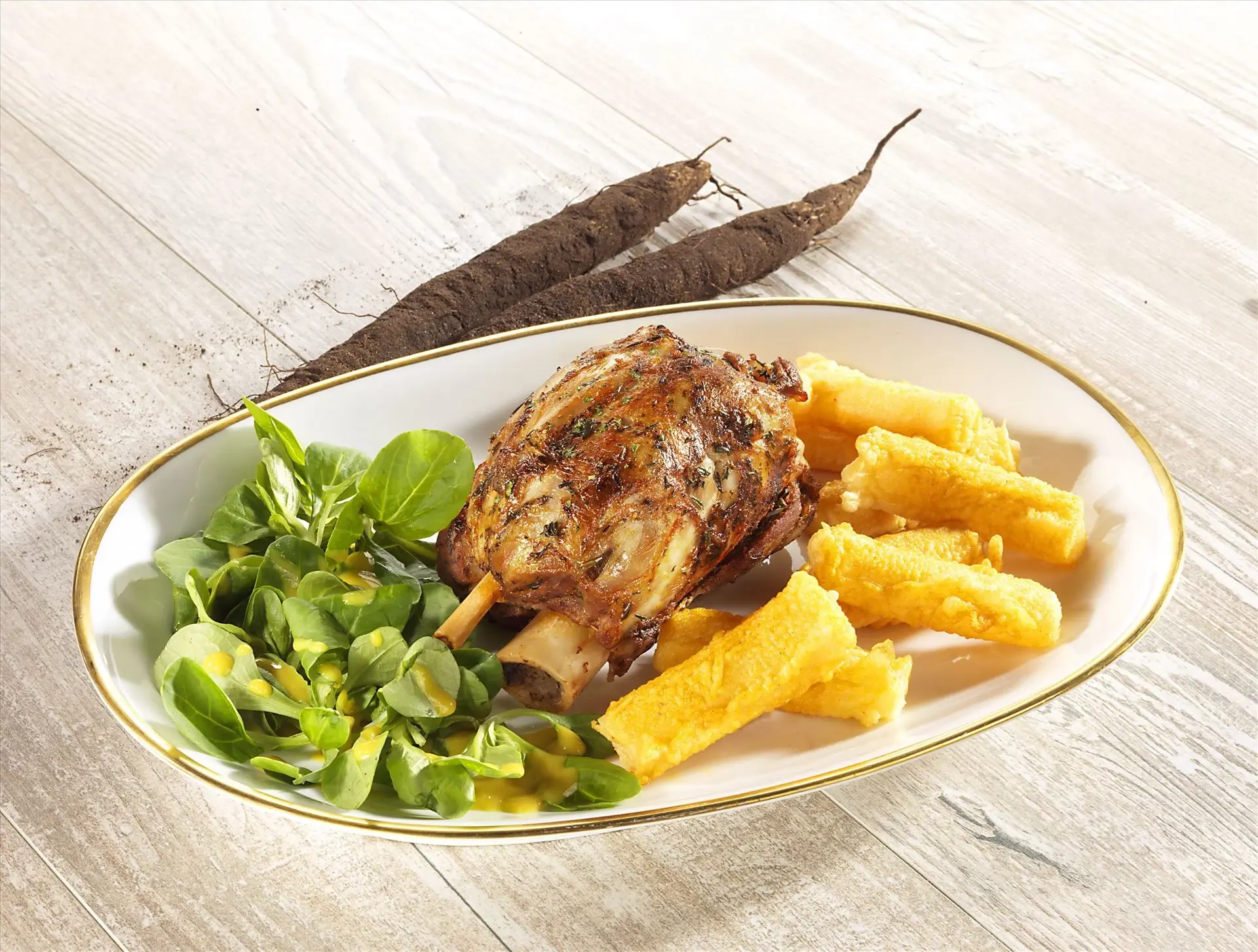 Winterspargel mit Slow Cooked Mini-Haxen