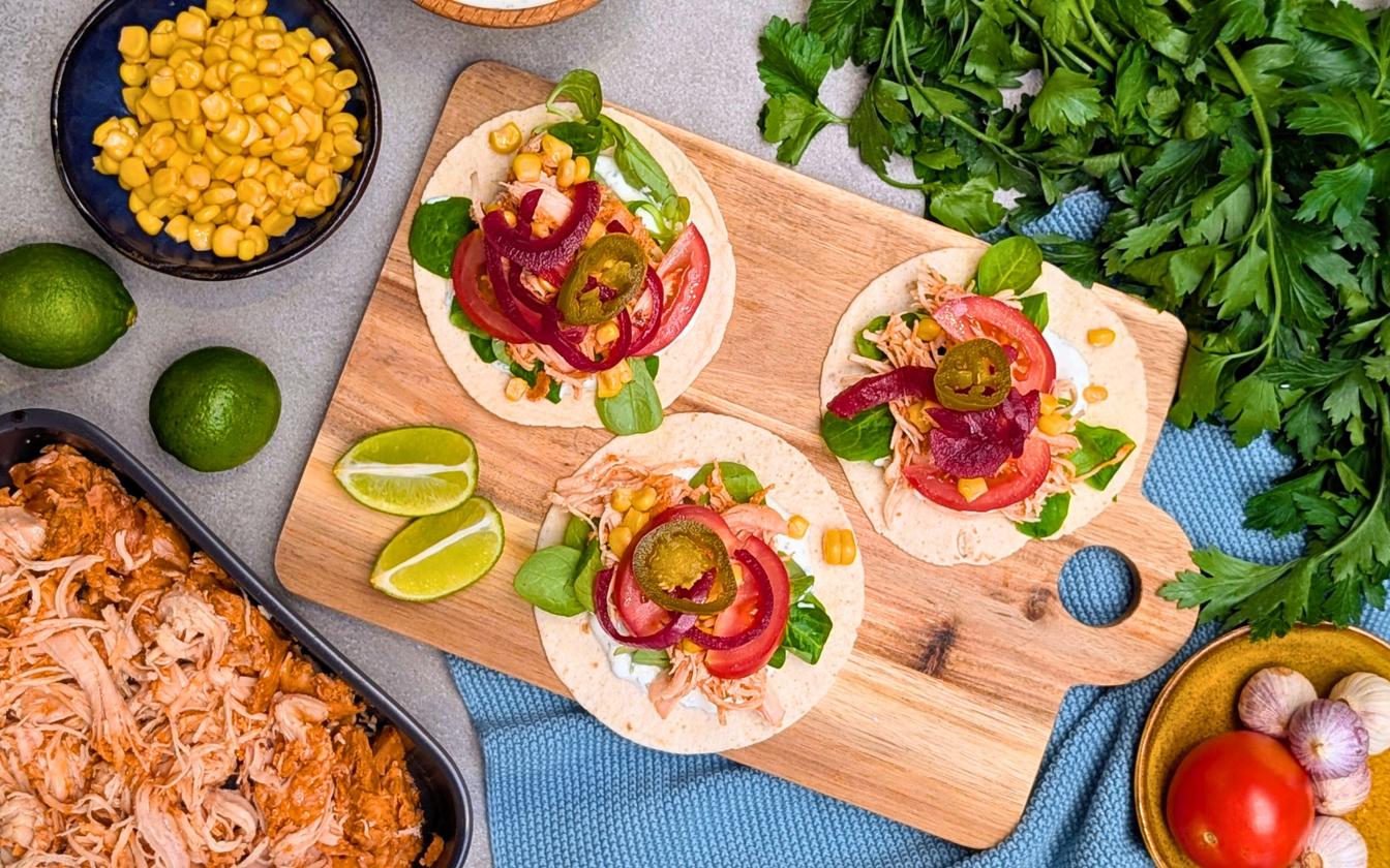 Tacos med pulled chicken