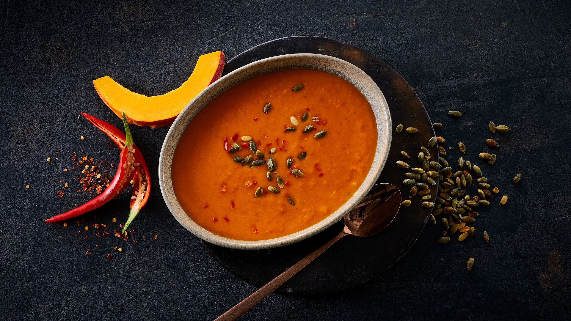 Græskarsuppe med chili og ingefær