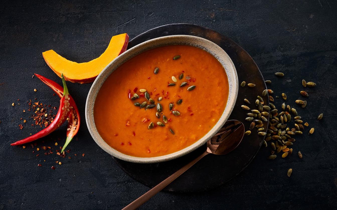 Græskarsuppe med chili og ingefær